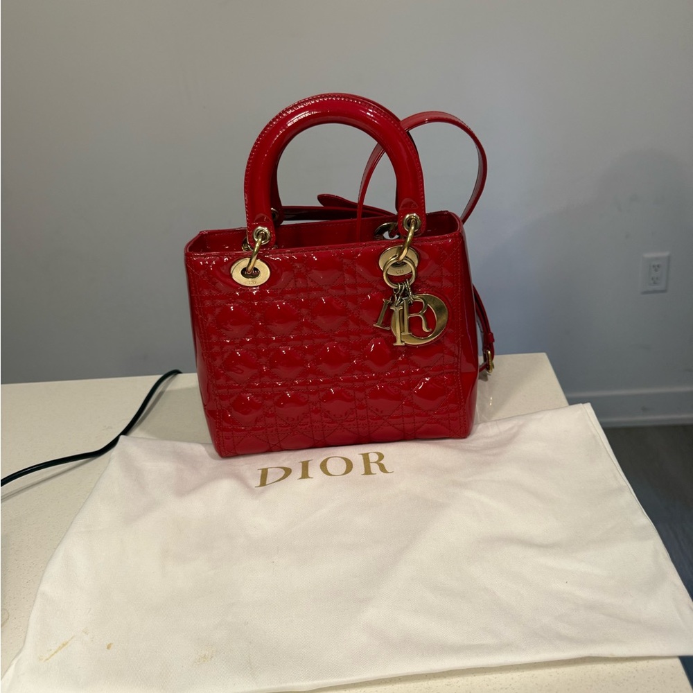 Dior Red Quilted Medium bag - Picture 3 of 11